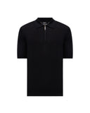 Tricou STEFANO RICCI, Polo Design, Monogram Insert, Silk, Black