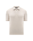 Tricou STEFANO RICCI, Polo Design, Monogram Insert, Silk, White