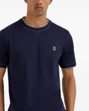 Tricou BRUNELLO CUCINELLI, Blue T-shirt with embroidered emblem
