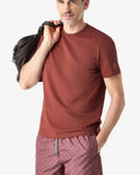 Tricou CORNELIANI, Brick brown crew neck stretch cotton jersey
