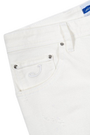 Jeans JACOB COHEN, White denim scott jeans with suede label