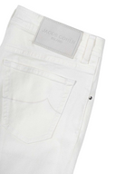 Jeans JACOB COHEN, White denim scott jeans with suede label