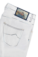 JEANS JACOB COHEN, White denim scott jeans blue stitch