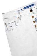 JEANS JACOB COHEN, White denim scott jeans blue stitch