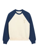 Bluza AMI PARIS, White And Blue Cotton Knitted Ami De Coeur Sweatshirt
