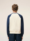 Bluza AMI PARIS, White And Blue Cotton Knitted Ami De Coeur Sweatshirt