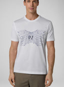 Tricou PAL ZILERI, Insertie multicolora frontala, Alb