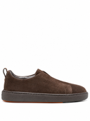 Loafers SANTONI, Suede slip-on, Brown