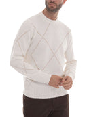 Pulover GRAN SASSO,Diamond-patterned cashmere crew neck sweater