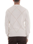 Pulover GRAN SASSO,Diamond-patterned cashmere crew neck sweater