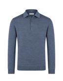 Bluza GRAN SASSO, silk and wool polo, Bleumarin