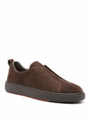 Loafers SANTONI, Suede slip-on, Brown