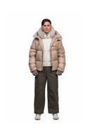 Geaca ALPHASTYLE Kudu Hooded Fur Jacket – Beige