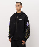 Hanorac OFF WHITE, with Arrow Archigeography logo print, Negru