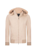 Jacheta GRAN SASSO,Zip-up jacket with hood in flannel and eco fur