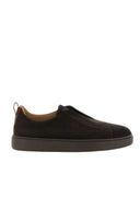 Loafers SANTONI, Victory Suede Slip-On Sneakers Brown