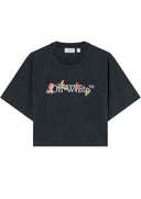 Tricou OFF WHITE,Bookish Flower Crop Tee