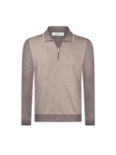 Bluza GRAN SASSO, silk and wool polo, Fermoar atasat, Bej