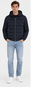 GEACA CORNELIANI, quilted hooded jacket, Navy blue