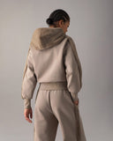 HANORAC Moose Knuckles, Mixed Media Bunny Hoodie, Bej