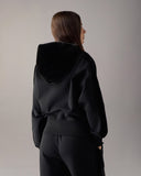 HANORAC Moose Knuckles, Mixed Media Bunny Hoodie, Negru