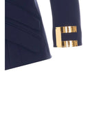 Sacou ELISABETTA FRANCHI, double layer stretch crêpe fabric with jewel logo, Bleumarin