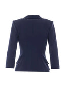 Sacou ELISABETTA FRANCHI, double layer stretch crêpe fabric with jewel logo, Bleumarin