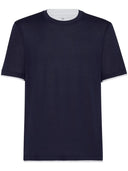 Tricou BRUNELLO CUCINELLI, Layered Design, Silk, Navy Blue