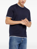 Tricou BRUNELLO CUCINELLI, Layered Design, Silk, Navy Blue