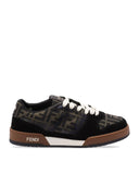 Sneakers Fendi, Match Leather Low-Top, Logo Print, Brown