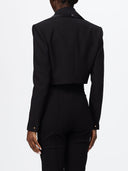 Sacou ELISABETTA FRANCHI,  lightweight crêpe and satin fabrics with peplum, Negru