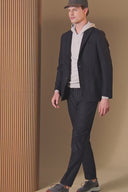 Jacheta GRAN SASSO, Pinstripe jacket with removable knit bib,blue navy