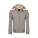 Jacheta GRAN SASSO,Zip-up jacket with hood in flannel and eco fur