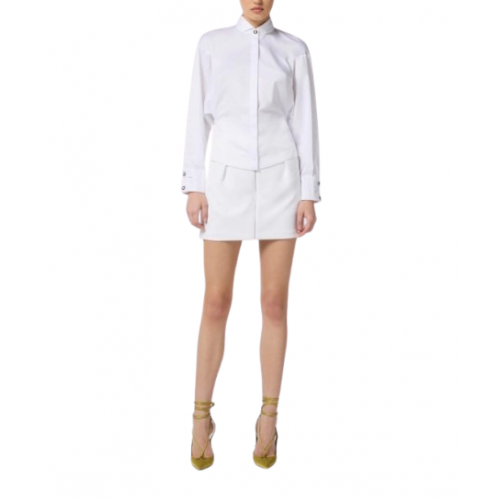 Fusta ELISABETTA FRANCHI, Slim fit skirt in double-layer, White Fusta ELISABETTA FRANCHI, Slim fit skirt in double-layer, White