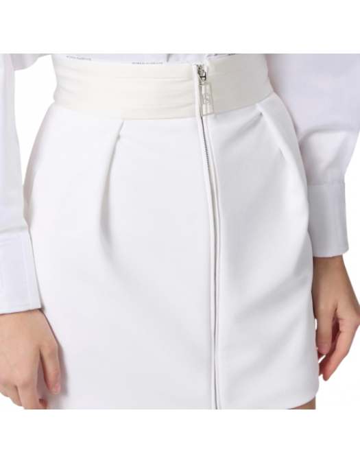 Fusta ELISABETTA FRANCHI, Slim fit skirt in double-layer, White - GO10556E2360 Fusta ELISABETTA FRANCHI, Slim fit skirt in double-layer, White - GO10556E2360