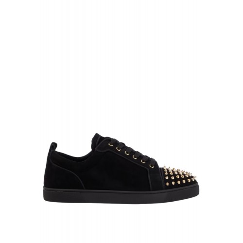 Sneakers Christian Louboutin, Spikes Design, Black, Light Gold