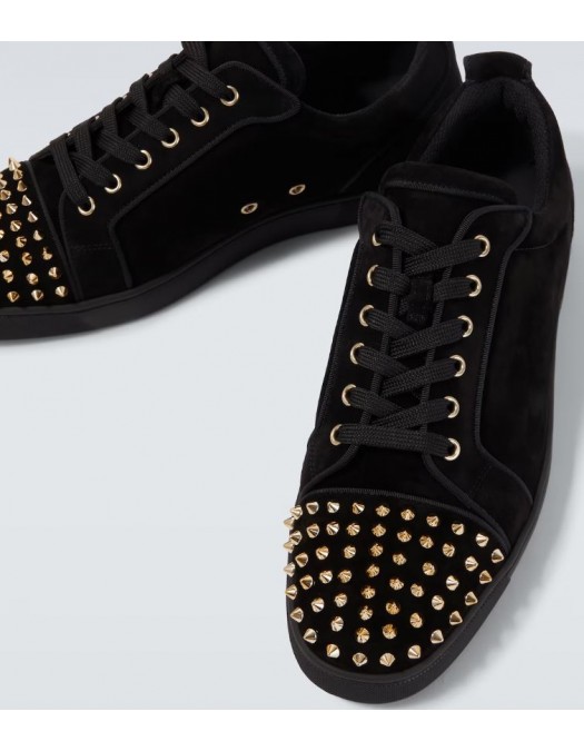 Sneakers Christian Louboutin, Spikes Design, Black, Light Gold - 3240078B077