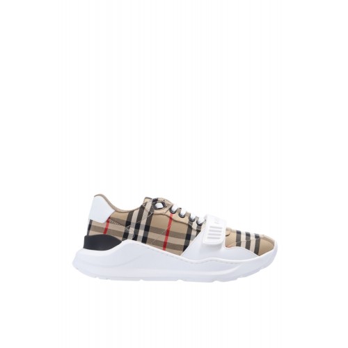 SNEAKERS BURBERRY, Vintage Check-pattern touch-strap sneakers, Beige