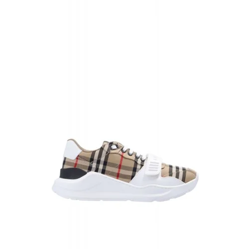 SNEAKERS BURBERRY, Vintage Check-pattern touch-strap sneakers, Beige