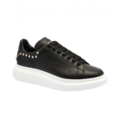 Sneakers ALEXANDER MCQUEEN, Black slip-on style perforated detailing round toe branded Sneakers ALEXANDER MCQUEEN, Black slip-on style perforated detailing round toe branded