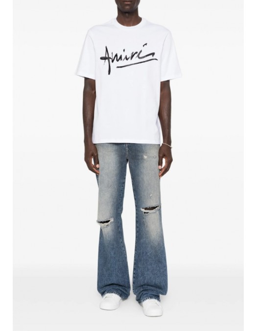 Tricou AMIRI, Cotton logo Tee, White - AMTOJR1020100