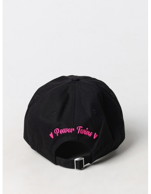 Sapca DSQUARED2, Cotton, Power Twins Pink insert, Negru - BCW014705C00001M591