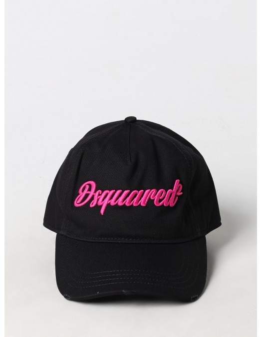 Sapca DSQUARED2, Cotton, Power Twins Pink insert, Negru - BCW014705C00001M591