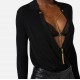 Bluza ELISABETTA FRANCHI, knit bodysuit with chain, Negru - BK75B56E2110