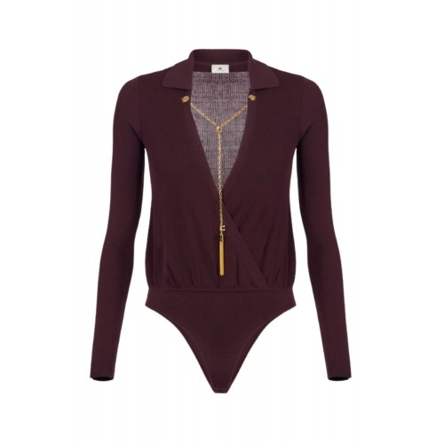 Bluza ELISABETTA FRANCHI, knit bodysuit with chain, Visiniu
