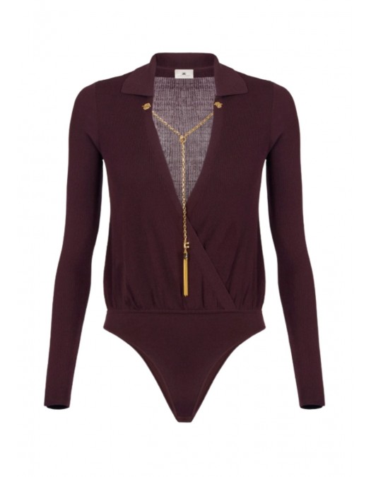 Bluza ELISABETTA FRANCHI, knit bodysuit with chain, Visiniu - BK75B56E2EA4