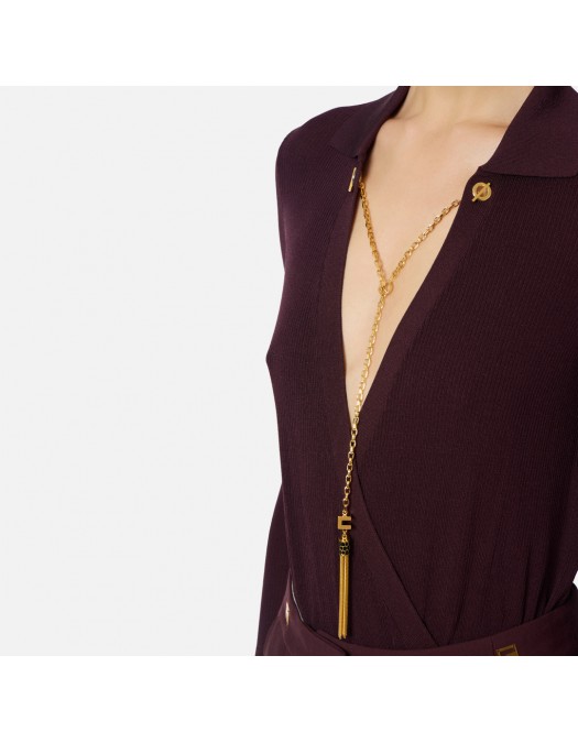 Bluza ELISABETTA FRANCHI, knit bodysuit with chain, Visiniu - BK75B56E2EA4