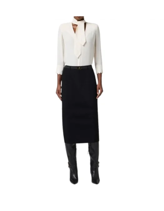 Bluza ELISABETTA FRANCHI, Blouse with sash belt - CA08956E2DZ9