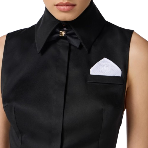 TOP ELISABETTA FRANCHI, Cropped shirt with bow tie