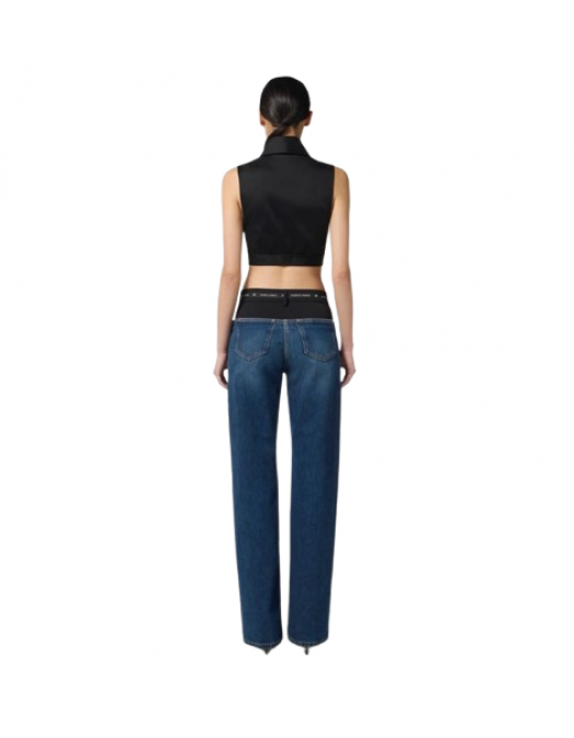 TOP ELISABETTA FRANCHI, Cropped shirt with bow tie - CA10556E2110
